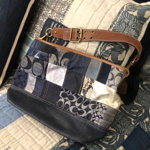 Vintage Coach Denim Patchwork Shoulder Bag
